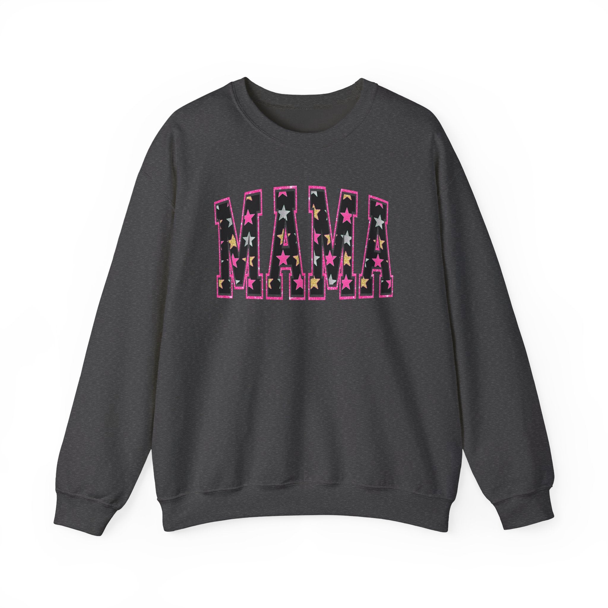 Mama Star Applique Crewneck Sweatshirt — Pink Outline Graphic