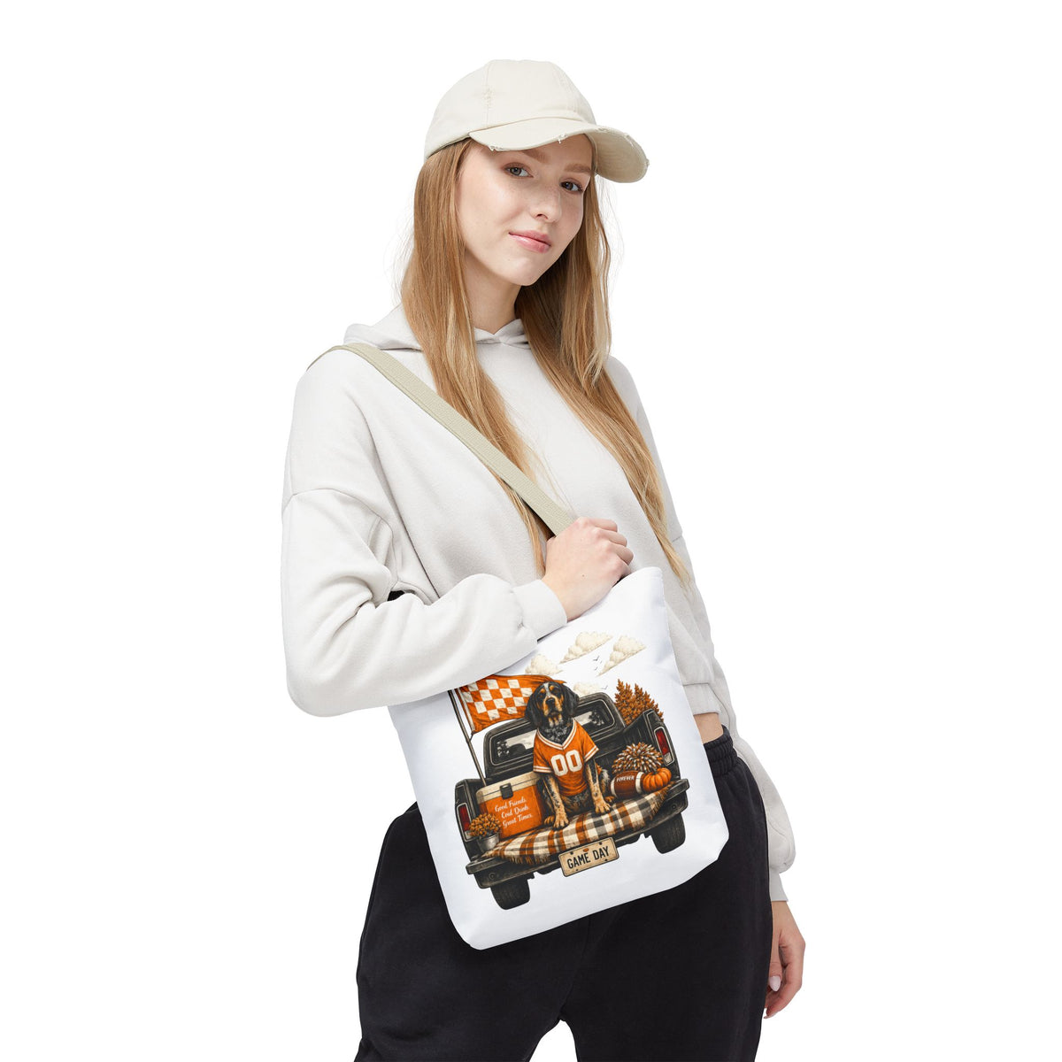 Game Day Dog Tote Bag — Football Truck Tailgate Pumpkins Design