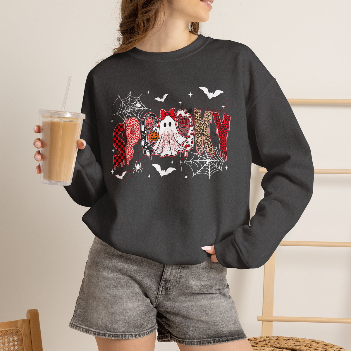 Spooky Ghosts Crewneck Sweatshirt — Cute Halloween Graphic Pullover