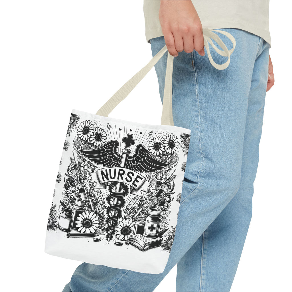 Nurse Caduceus Floral Tote Bag – Medical RN Gift Tote
