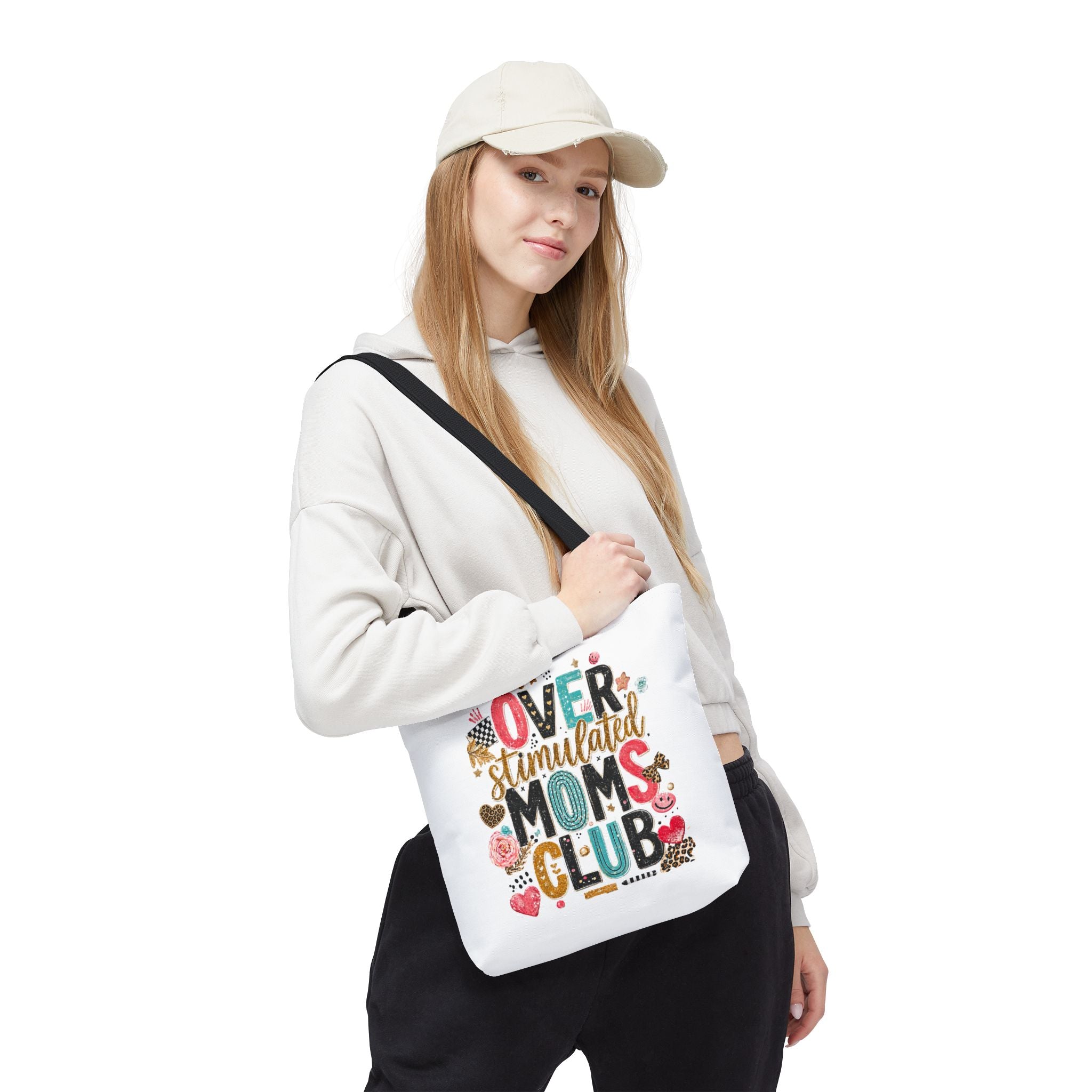 Tote Bag — "Overstimulated Moms Club" Colorful Graphic Tote for Busy Mothers, Funny Mother's Day Gift