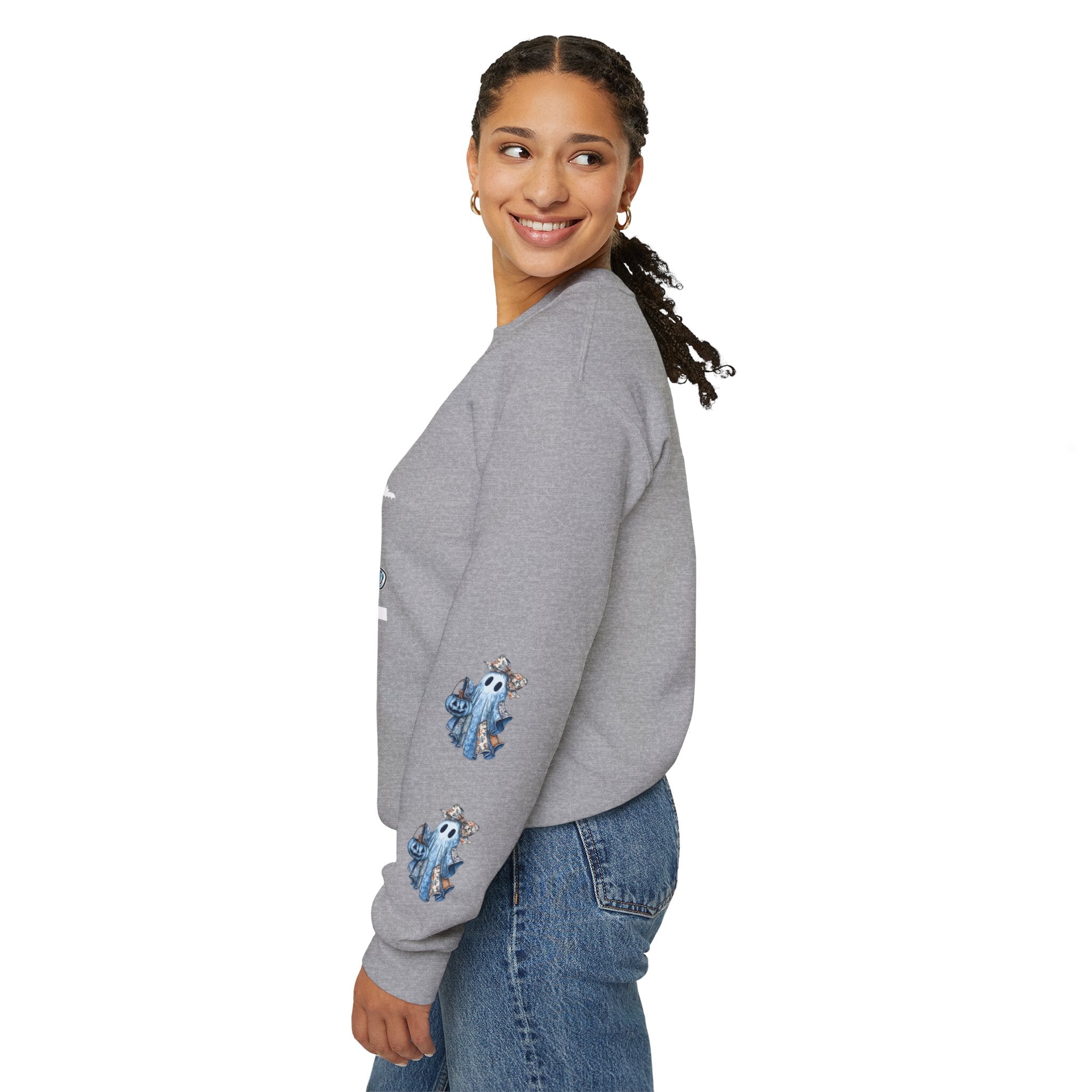 Crewneck Sweatshirt - Blue Floral Bell Design