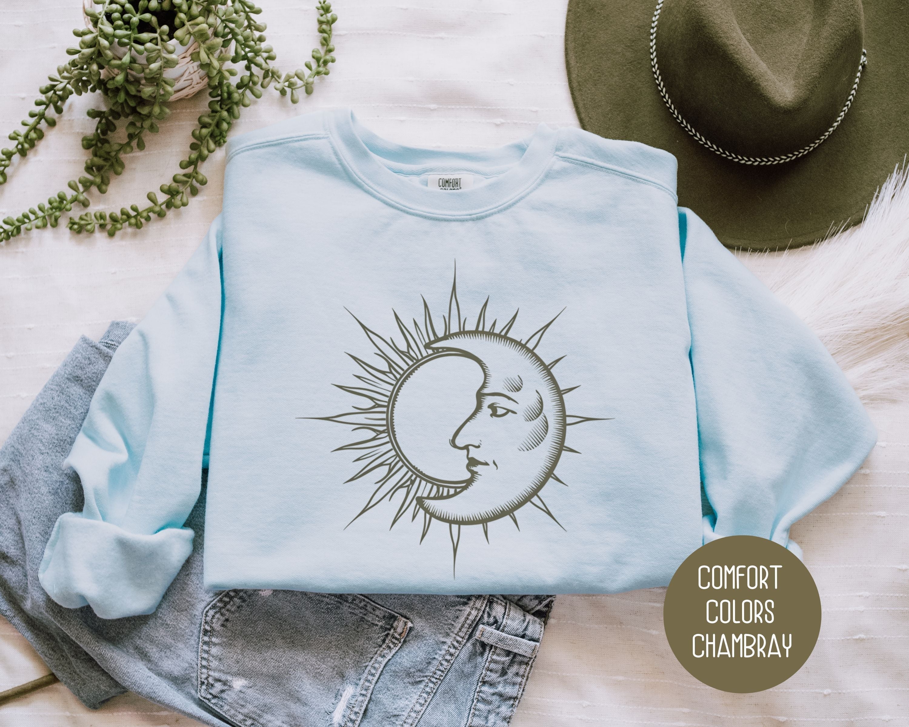 Celestial Sun Moon Comfort Colors Sweatshirt