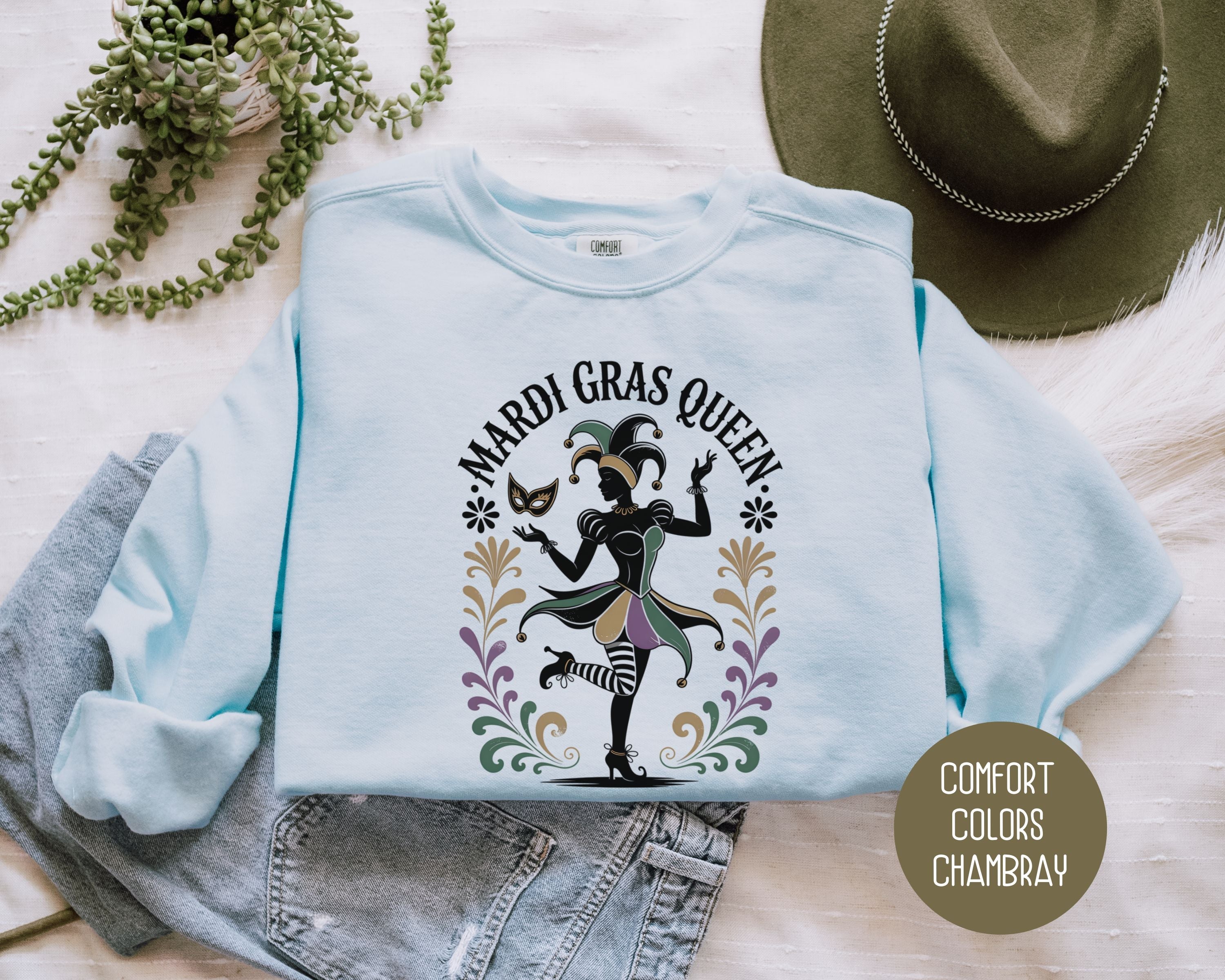 Mardi Gras Queen Comfort Colors Sweatshirt