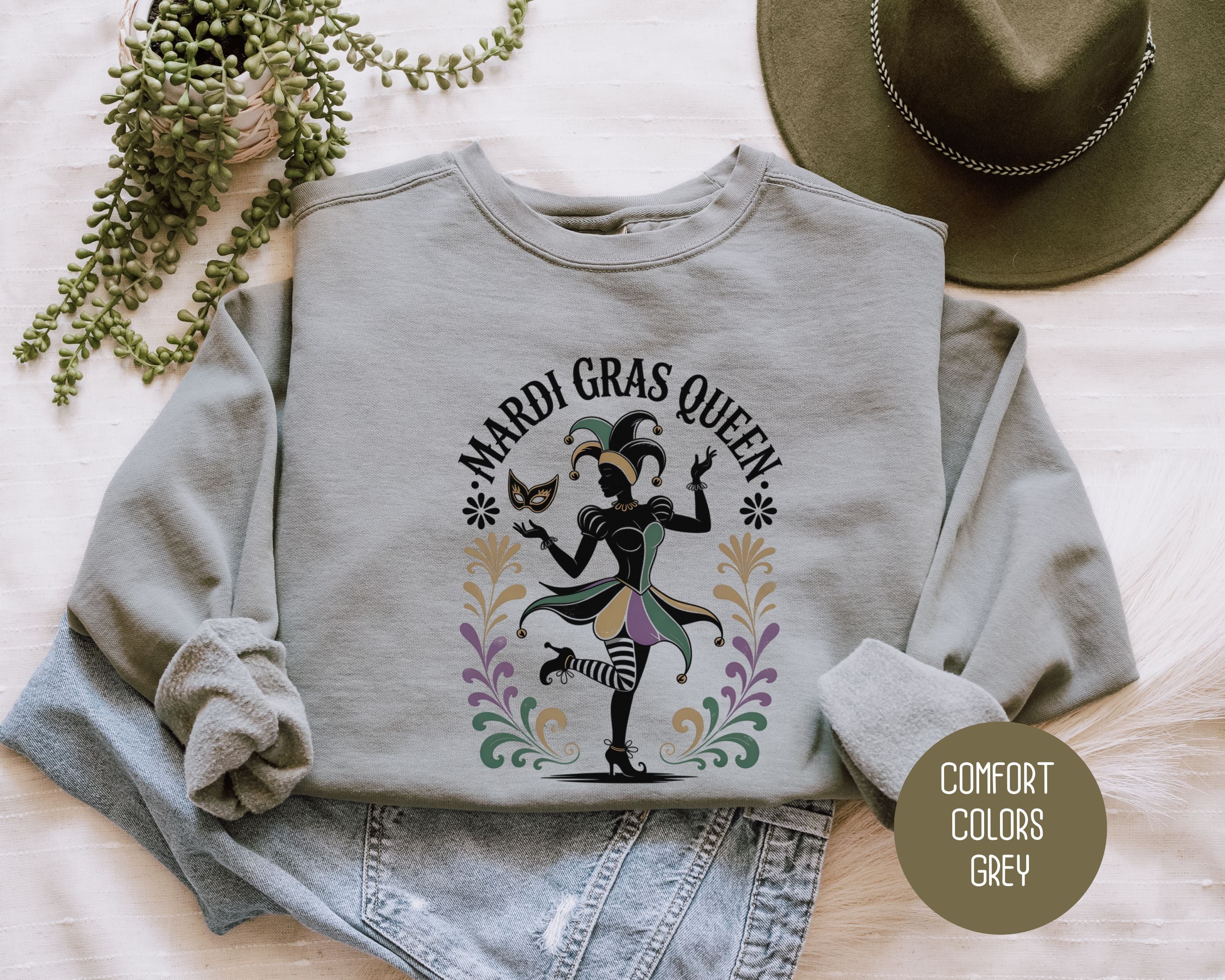 Mardi Gras Queen Comfort Colors Sweatshirt