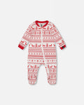 Organic Cotton Baby One-Piece Pajamas Red And White Fairisle