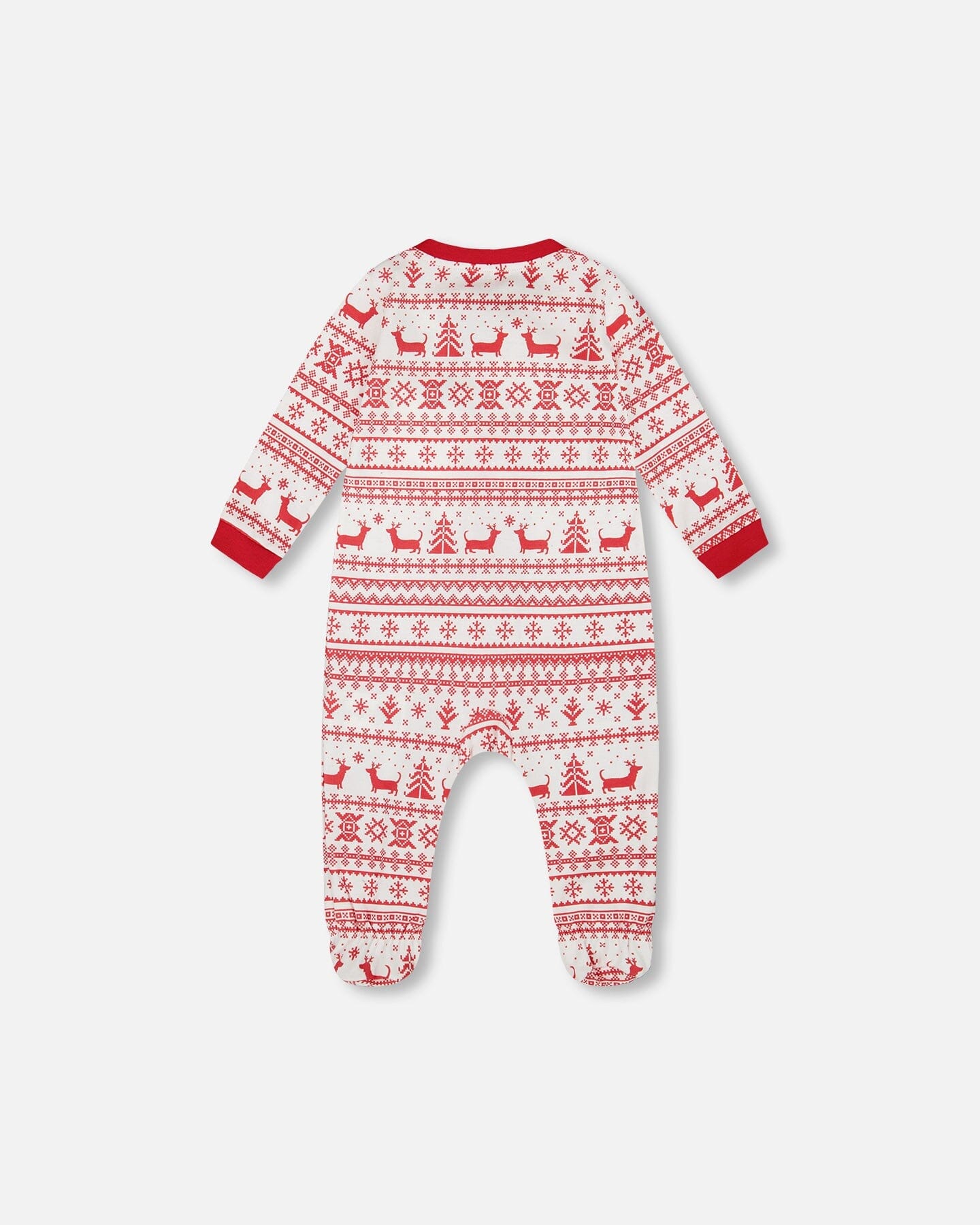 Organic Cotton Baby One-Piece Pajamas Red And White Fairisle