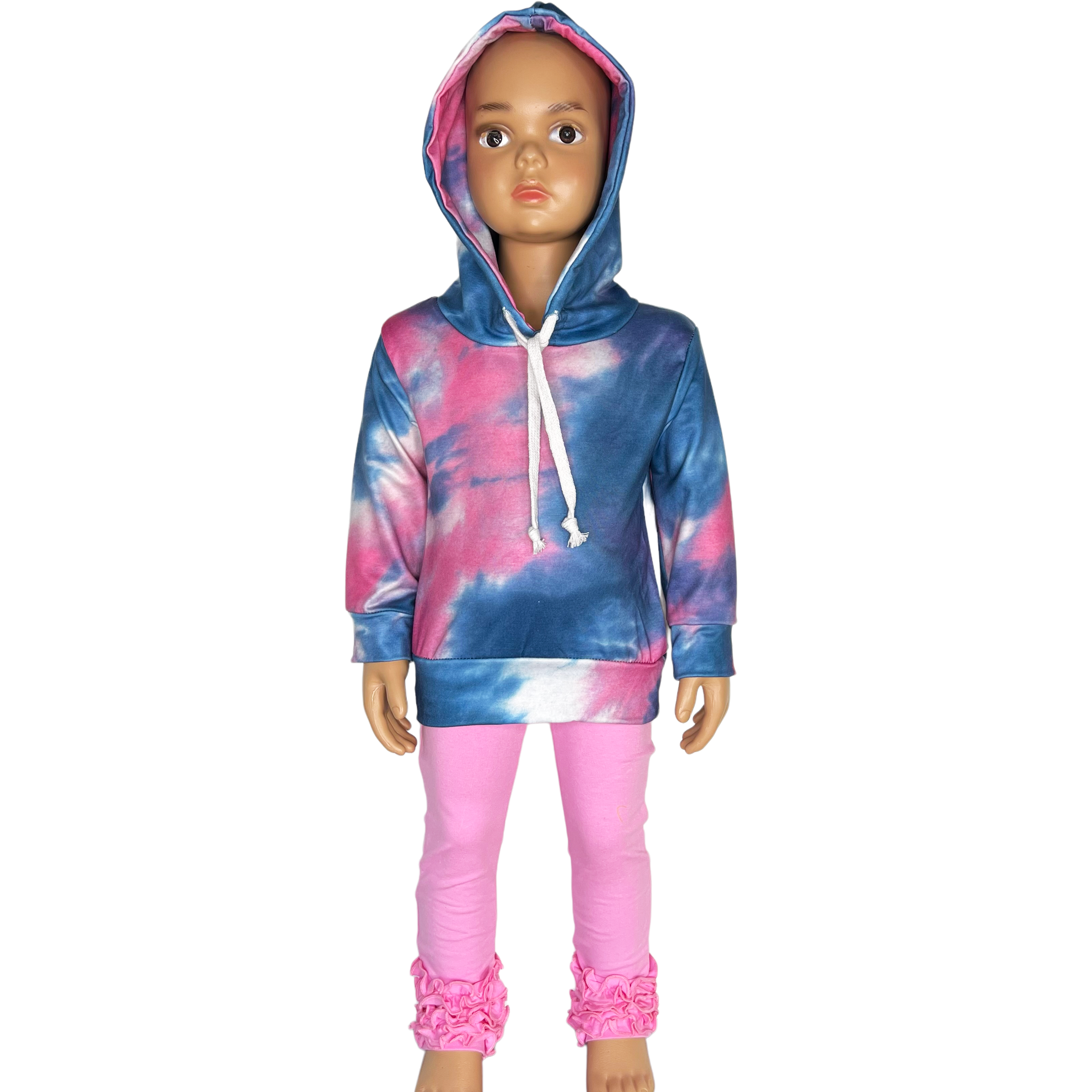 Girls Blue & Pink Pull over Tie Dye Hoodie Sweatshirt Jacket