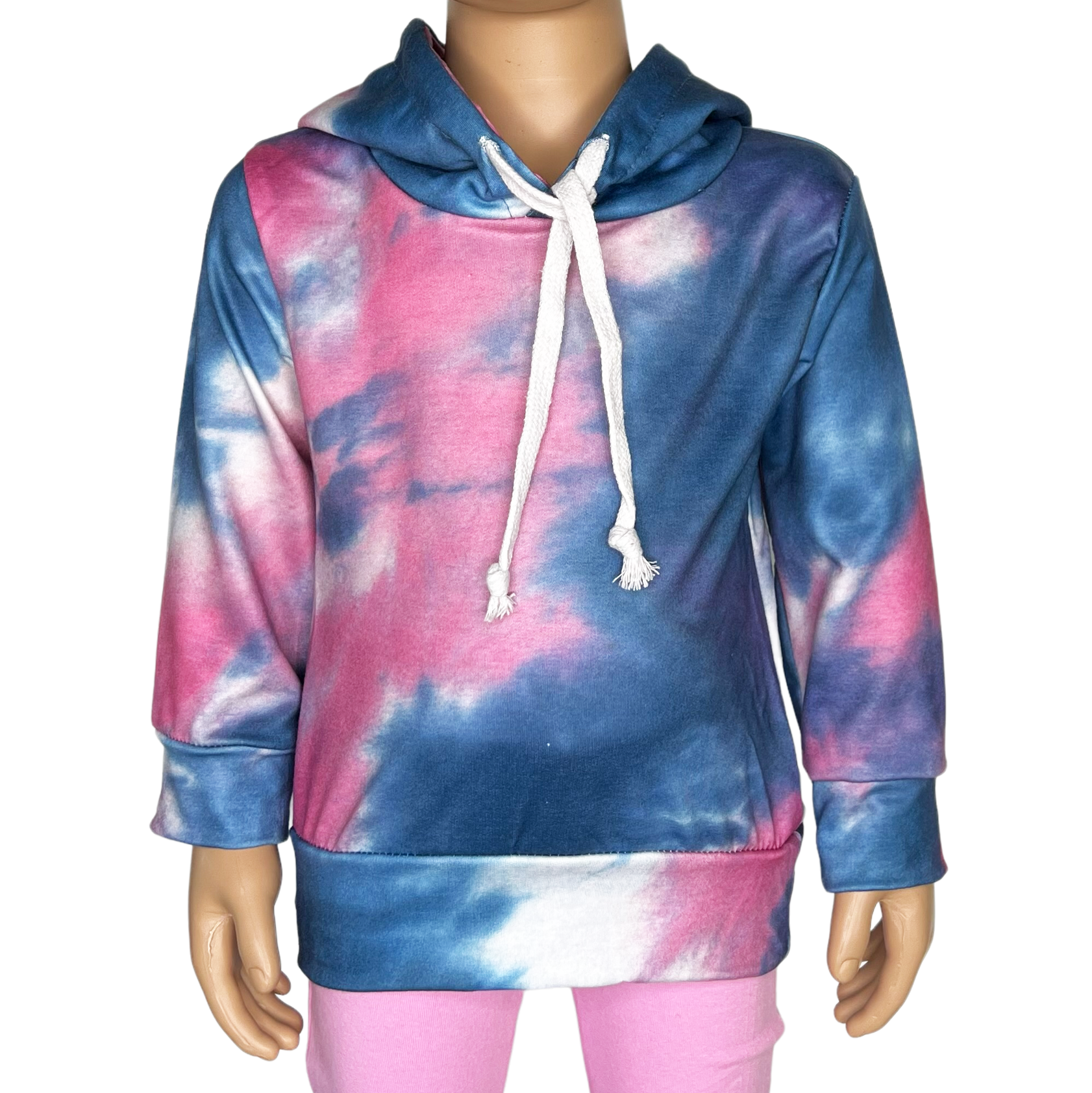 Girls Blue & Pink Pull over Tie Dye Hoodie Sweatshirt Jacket