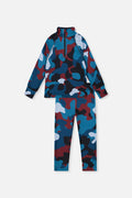 Two Piece Thermal Underwear Blue And Red Camouflage Print