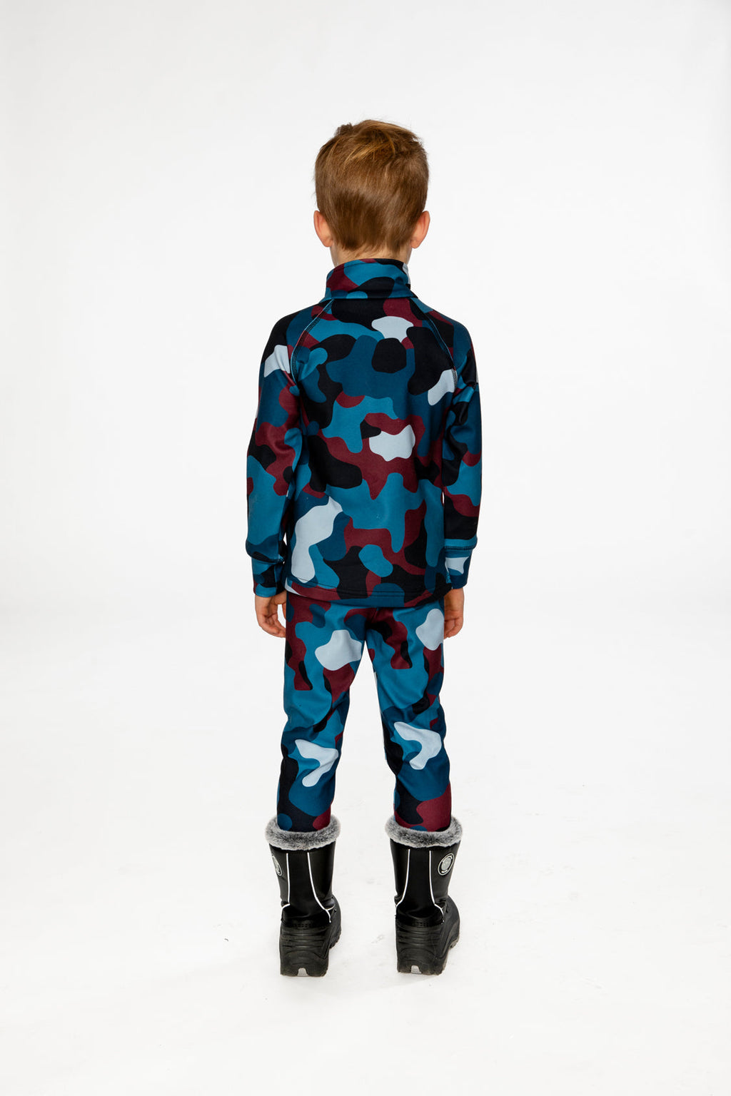 Two Piece Thermal Underwear Blue And Red Camouflage Print