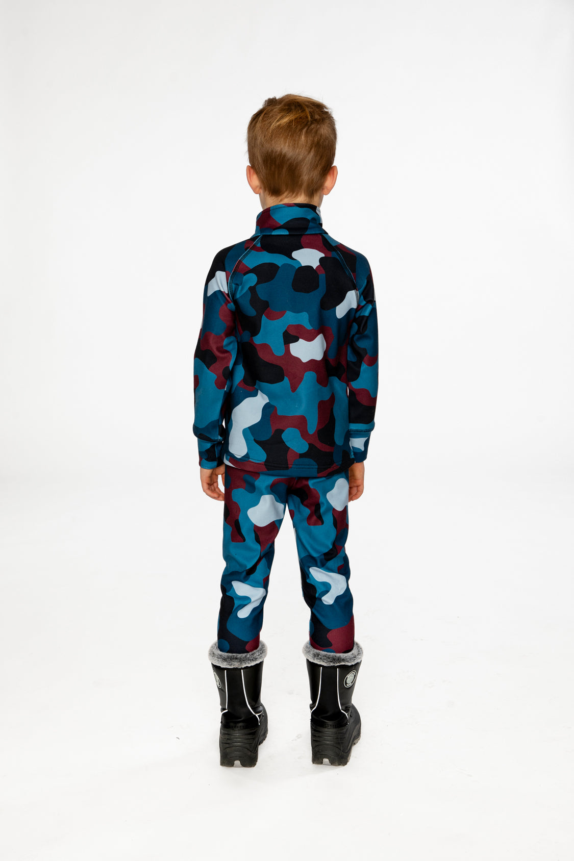 Two Piece Thermal Underwear Blue And Red Camouflage Print