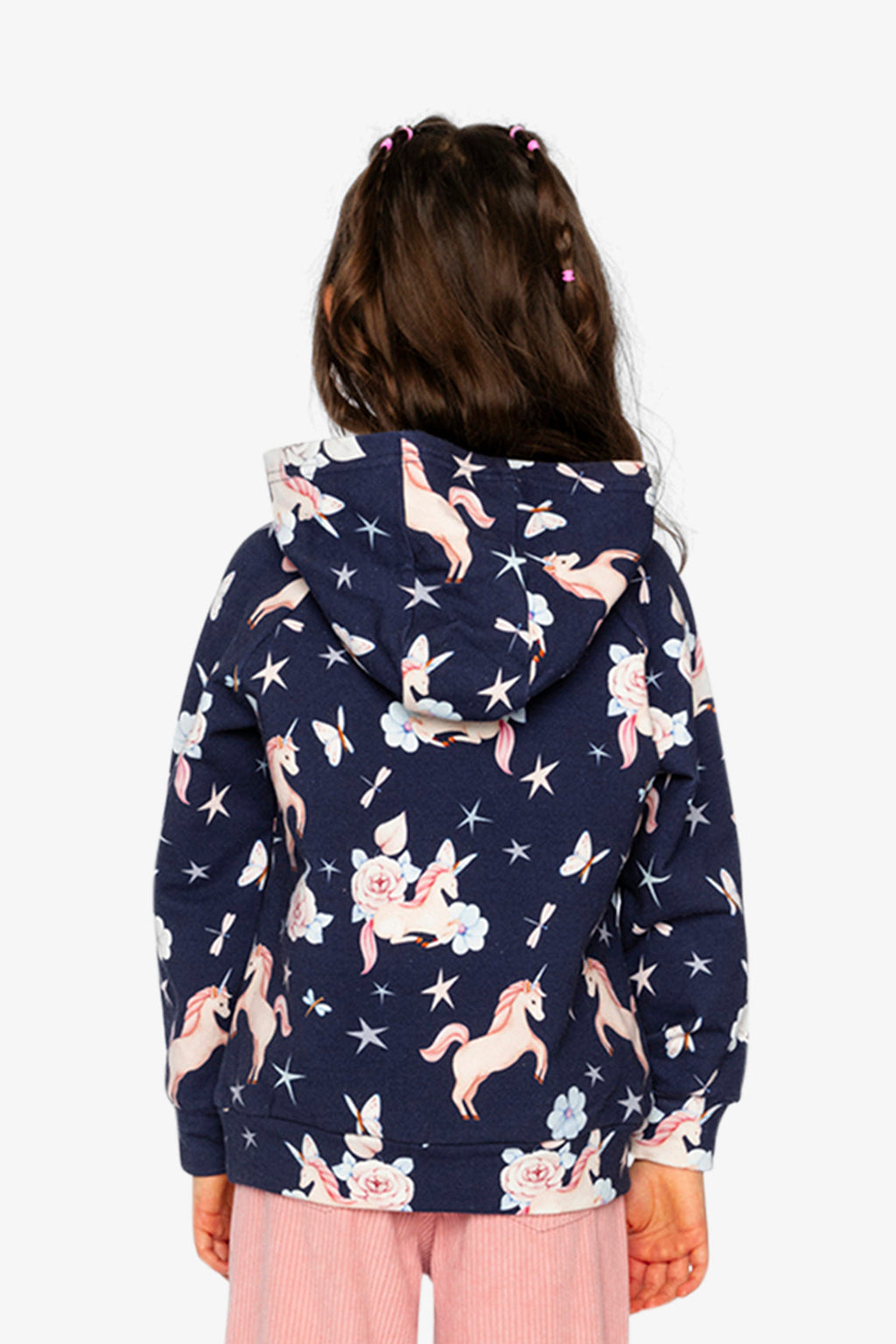 Printed Hoodie Purple Unicorn Print
