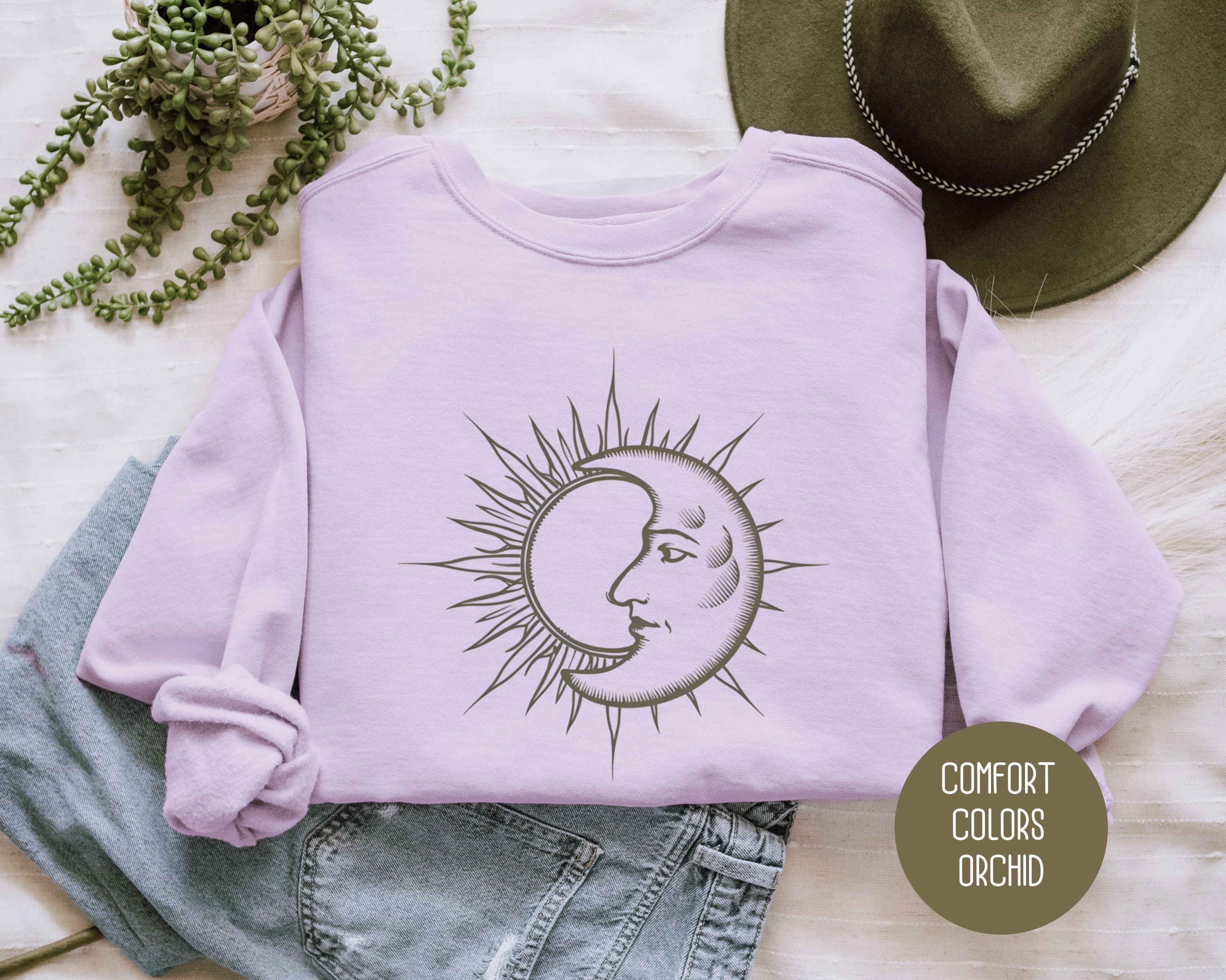 Celestial Sun Moon Comfort Colors Sweatshirt