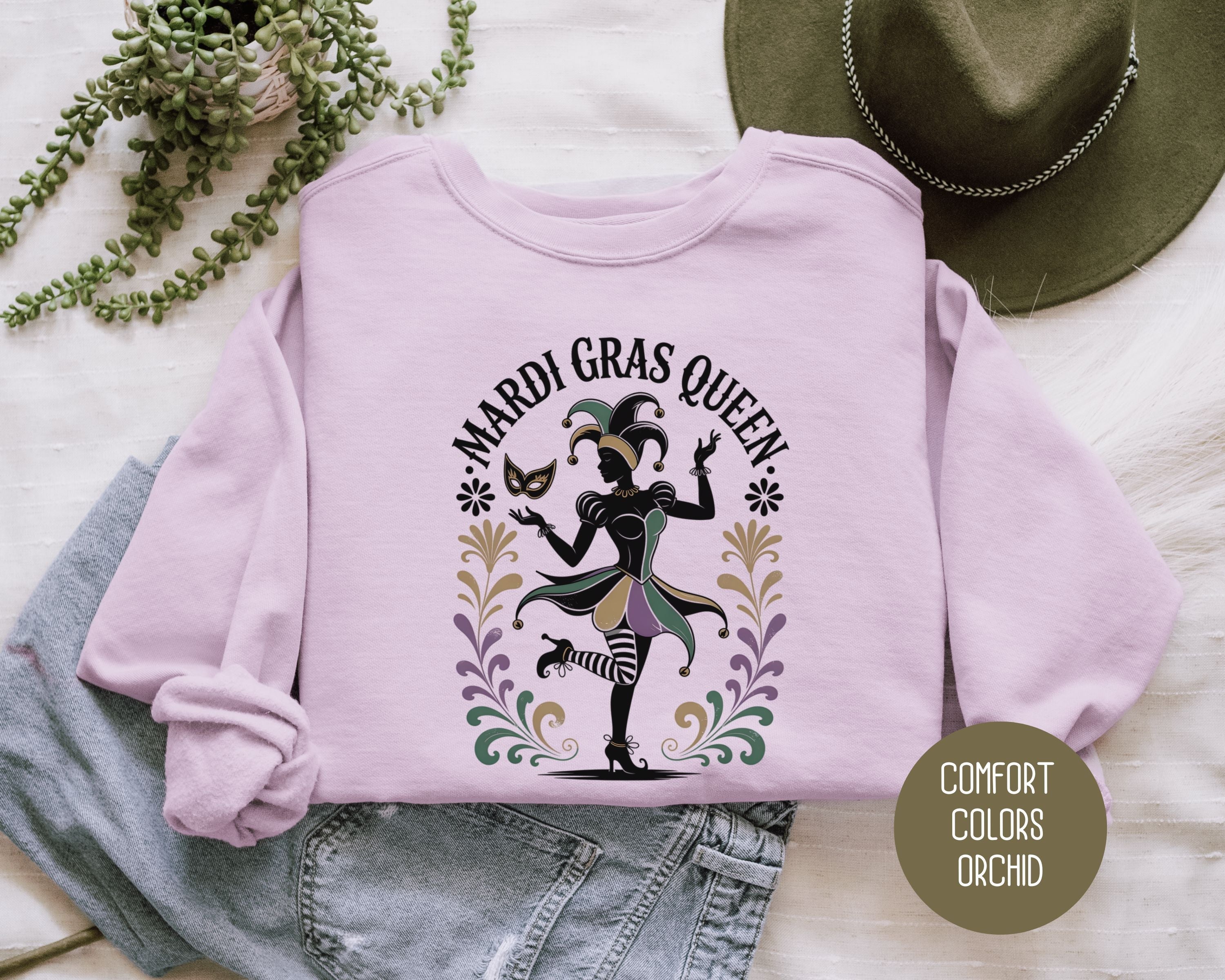 Mardi Gras Queen Comfort Colors Sweatshirt