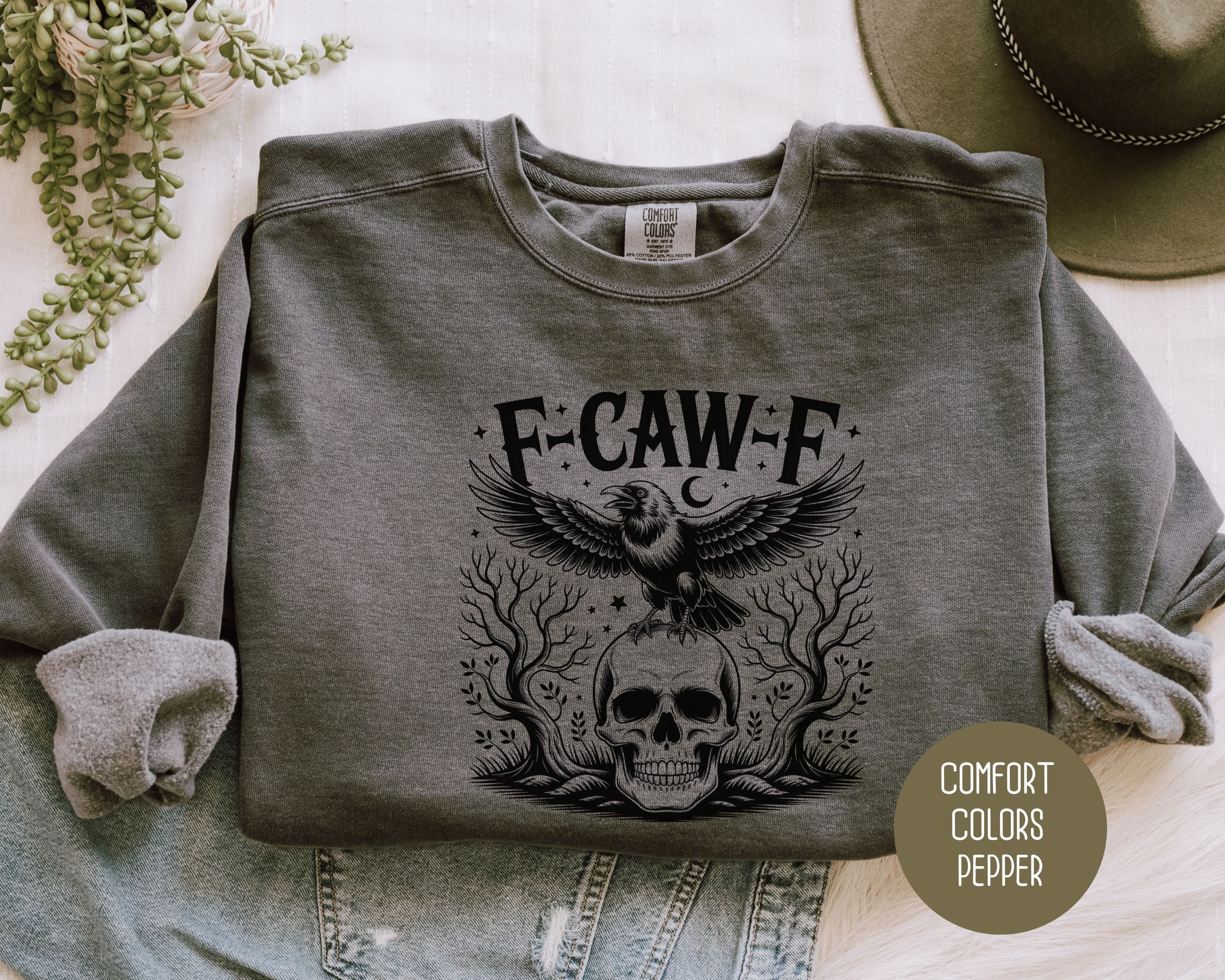 F-Caw-F Black Crow Raven Comfort Colors Sweatshirt