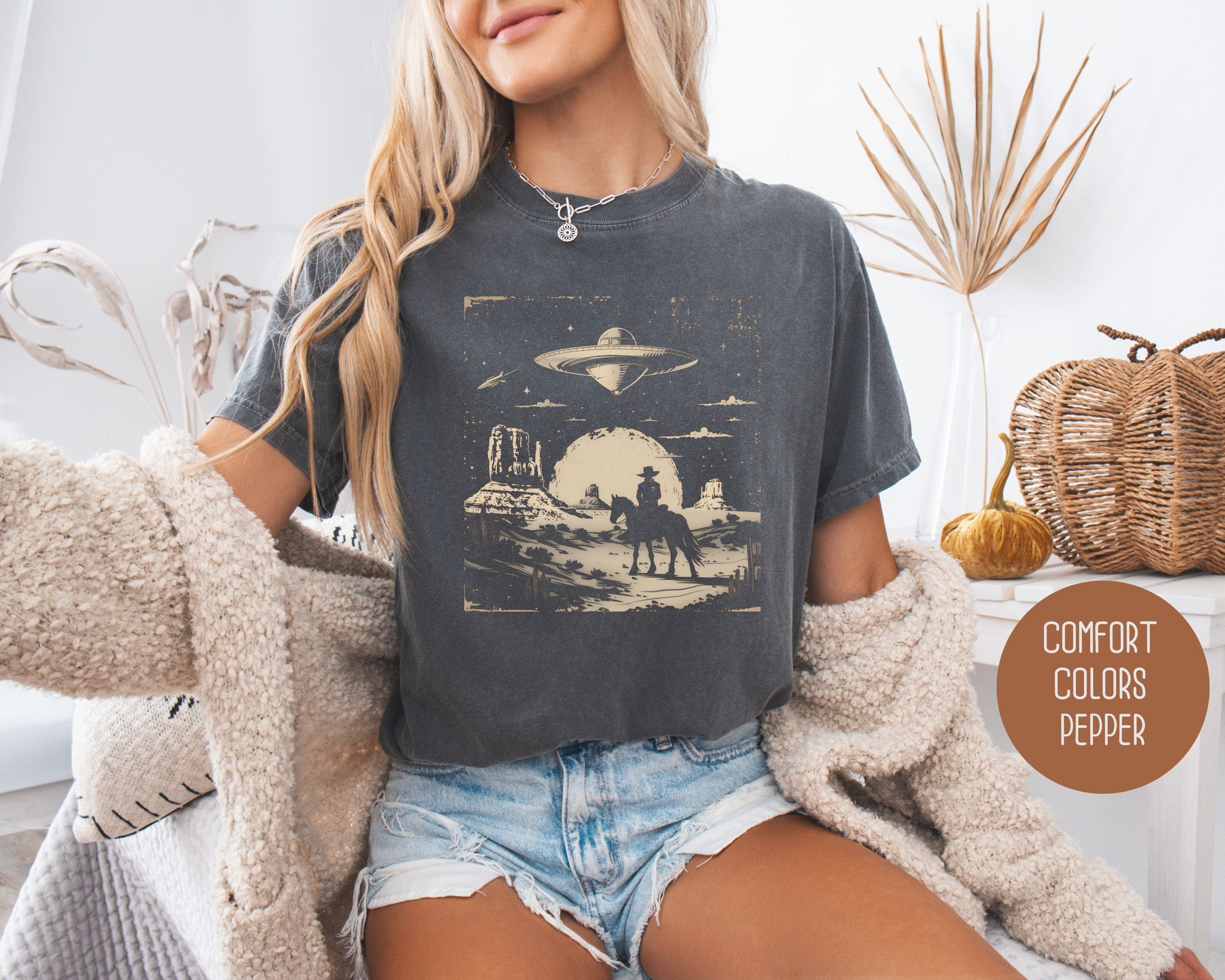 Cowboy Western UFO Comfort Colors Shirt