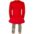 AnnLoren Girls Leopard Heart Holiday Dress Tunic & Leggings Set Outfit