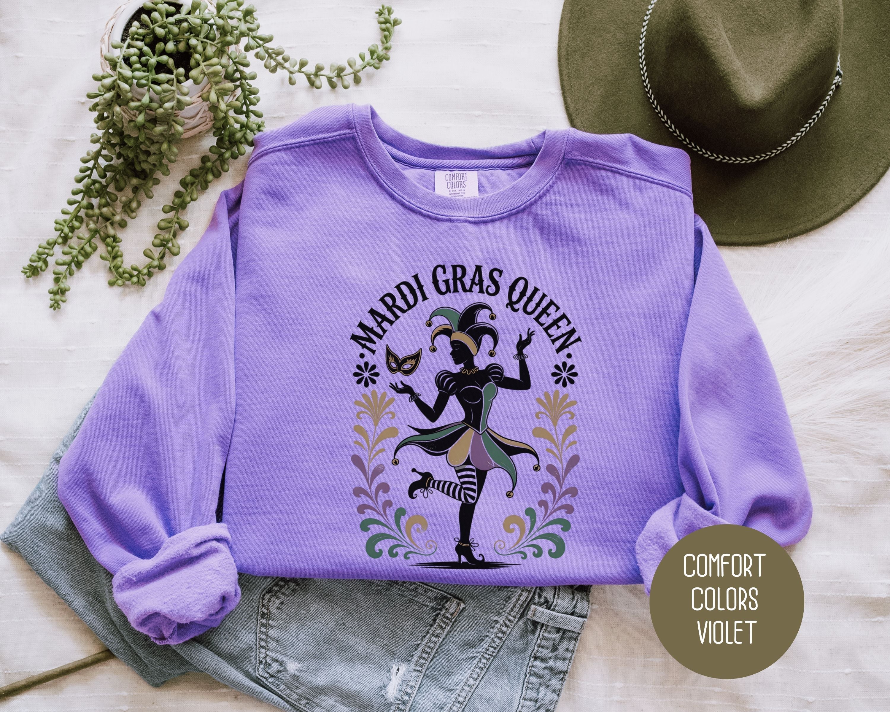 Mardi Gras Queen Comfort Colors Sweatshirt