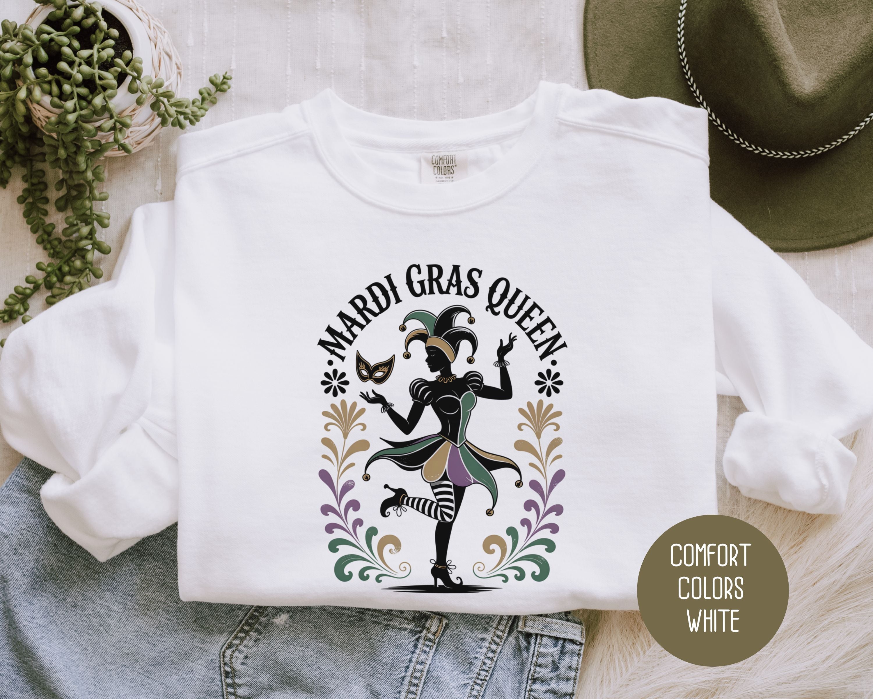 Mardi Gras Queen Comfort Colors Sweatshirt